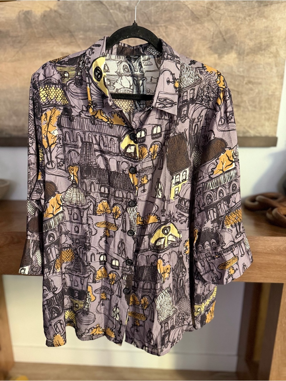 Shana Wearable Art Button Up Shirt Size XL